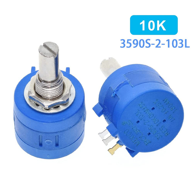 Molence 5PCS 3590S Potentiometer, Multiturn Wire Wound Precision Adjustable Resistor with Knob Cap (10K) 10K