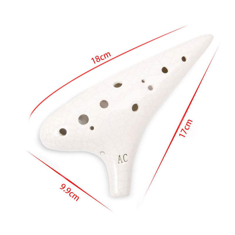 Ocarina 12 Tones Alto C with Song Book Display Stand Neck String Neck Cord (White) White