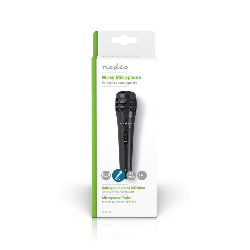 Nedis Uni-Directional Dynamic Microphone, sensitivity 72dB +/- 3dB, 80Hz-12kHz, Wired 5m