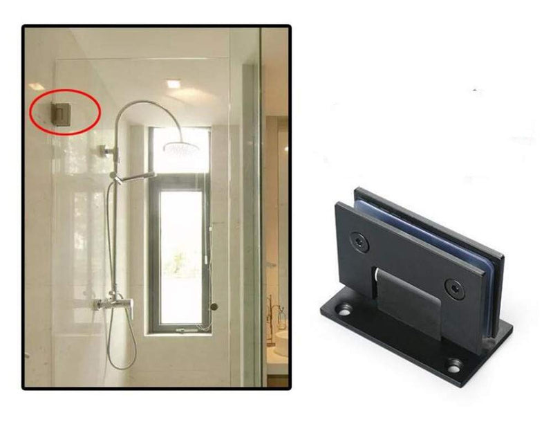 [AUSTRALIA] - Heavy Duty 90 Degree Glass Door Cupboard Showcase Cabinet Clamp Glass Shower Doors Hinge Replacement Parts Wall-to-Glass (Black) Black 