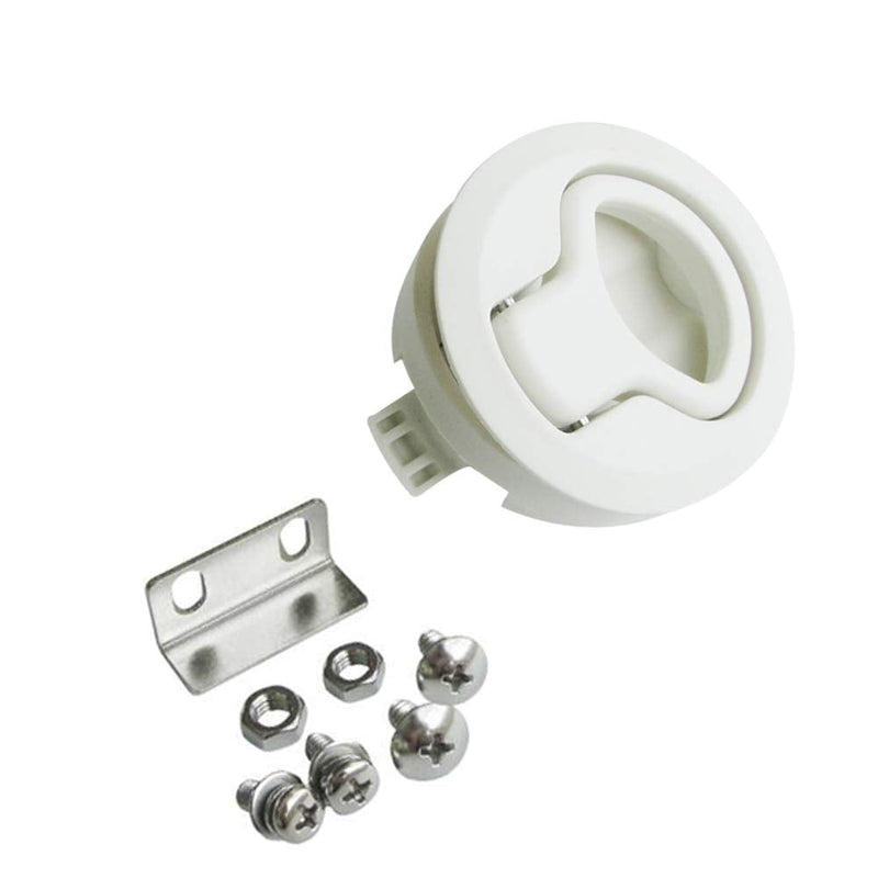 2PCS Boat 2'' Flush Pull Latch Slam Latch Hatch Round Pull Latch White Plastic for RV Boat Door Latches Deck Hatch 1/4'' Door Cabinet Hardware 2 Pieces