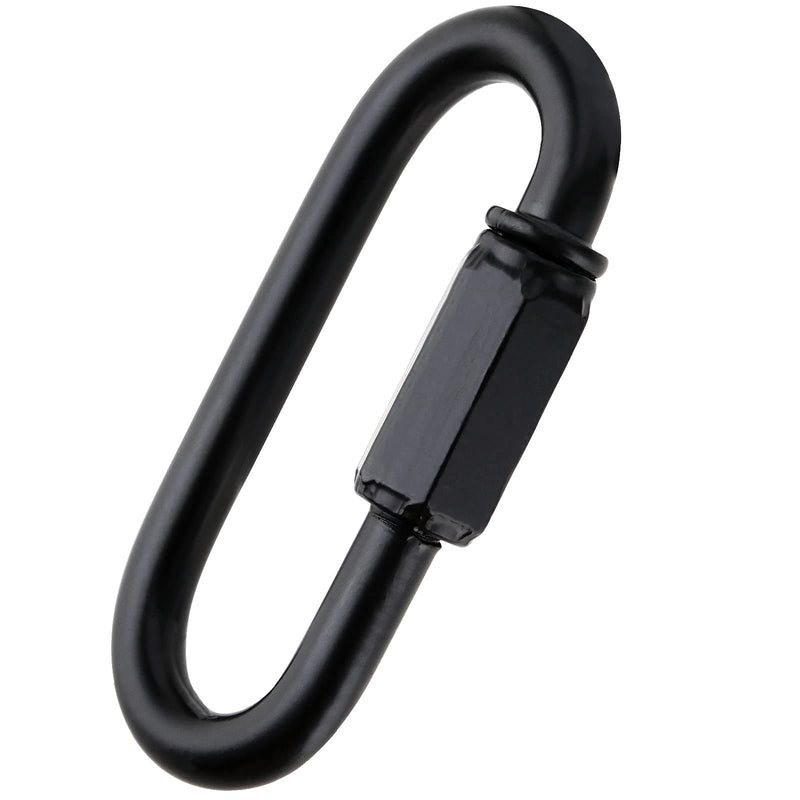 PINGEUI 20 Pack M4 5/32 Inch Black Quick Chain Link, D Shape Locking Quick Chain Repair Links, Locking Chain Connector Link for Rigging, Camping, Outdoor Activity, 440 Lbs Load Capacity