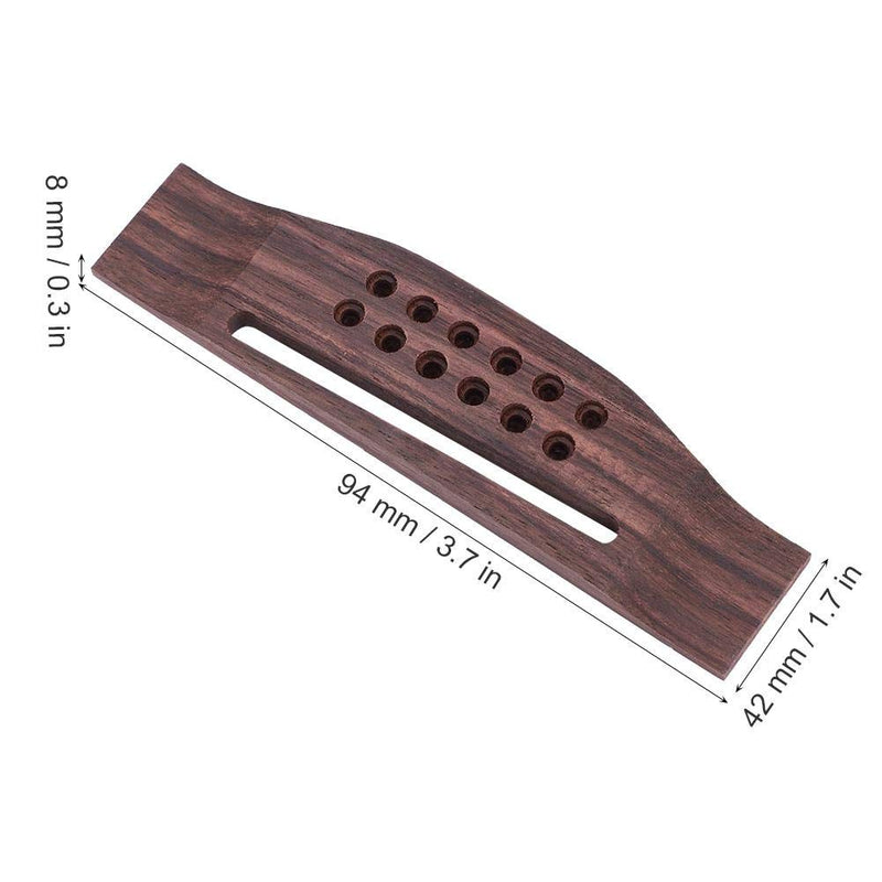 Dilwe 12 Strings Guitar Bridge, Rosewood Bridge Saddle for 12-String Acoustic Guitar Accessory Parts