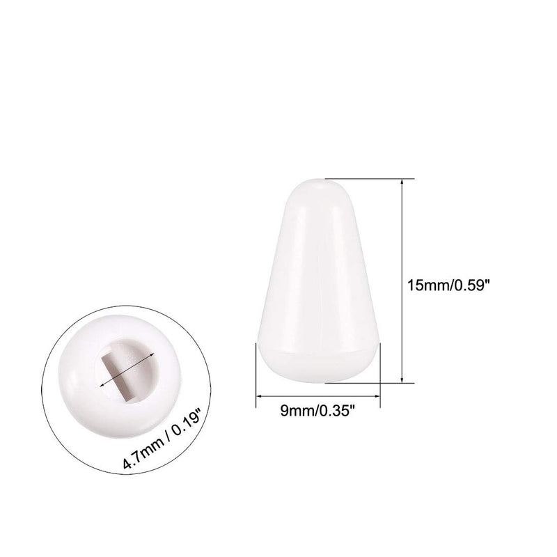 sourcing map M3.7 Plastic 5 Way Toggle Switch Knob Tip Caps for Electric Guitar Parts Accessories Switch Cap White 10pcs