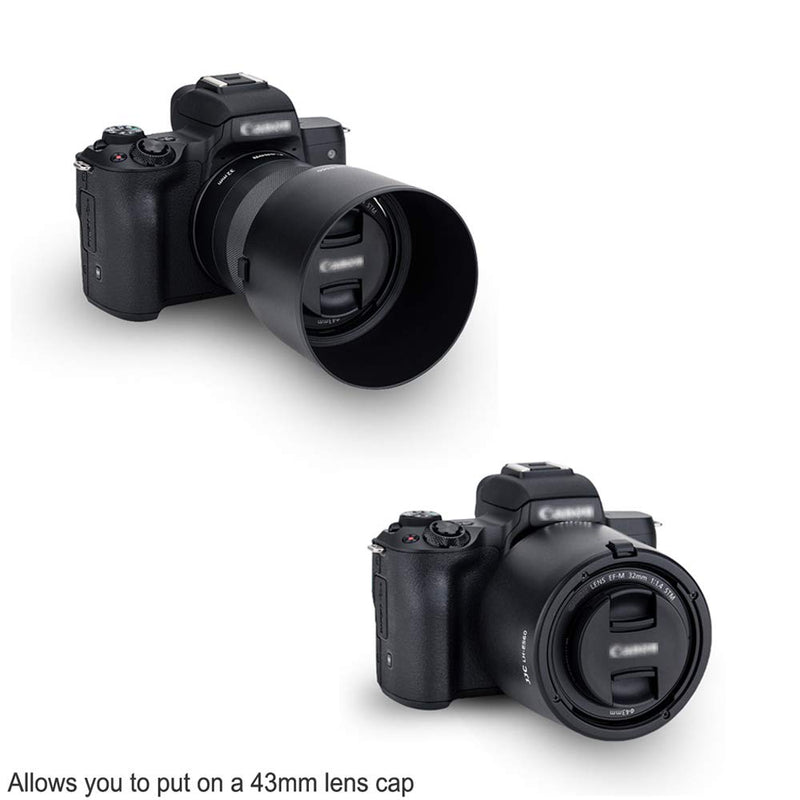 Reversible Bayonet Lens Hood Shade for Canon EF-M 32mm f/1.4 STM Lens Replaces Canon ES-60 Lens Hood Allows to Attach 43mm Filter and Lens Cap