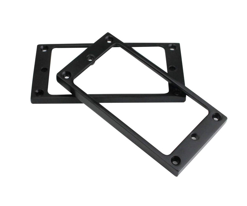 Guyker Flat Metal Humbucker Pickup Mounting Ring Set - Bridge Neck Pickups Cover Frame Replacement Part for Electric Guitar or Precision Bass(2PCS, Black) Black - 2