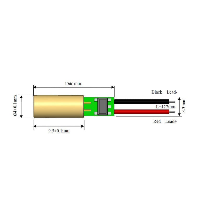 Quarton Red Dot Tiny Laser Module VLM-650-22 LPT (Mini-Size: Dimensions- D4 x 15 mm, Glass Lens)