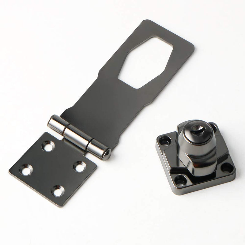 Alise 4-Inch Clasp Keyed Hasp Latch Lock Safety Gate Latches,Without Padlock,Black 4 Inch Black