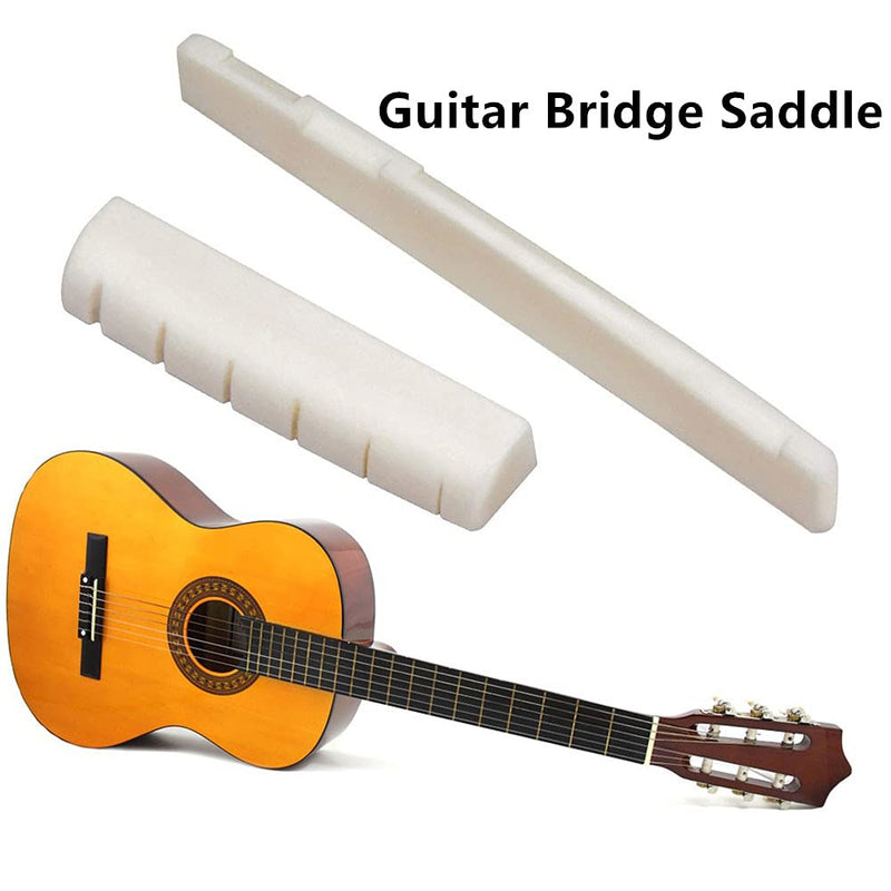 4 Pieces Acoustic Guitar Bridge Saddle Nut Replacement White Guitar Bone Bridge Acoustic Guitar Bone Nut Guitar Bridge Saddle for String Acoustic Guitar and Folk