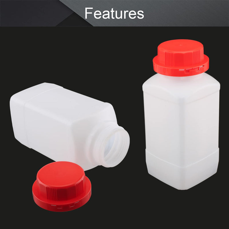 [AUSTRALIA] - Othmro Plastic Lab Chemical Reagent Bottle 1000ml Wide Mouth Sample Sealing Liquid Storage Translucent Container Red cap 2pcs 1000ml translucent red 2pcs 