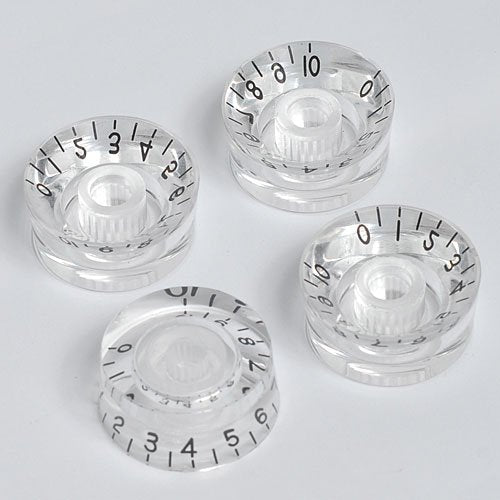 4pcs Transparent Speed Control Knob for Electric Guitar Push on Transparent