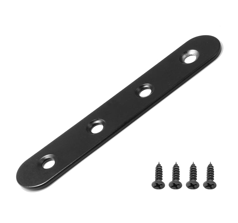 Rierdge 8 Sets 4 Inch Stainless Steel Flat Plate Straight Bracket Flat Metal Brace Bracket, 100mm Metal Brackets Mending Repair Plate Brace with Screws for Wood Straight Brace (Black) 4"-100mm