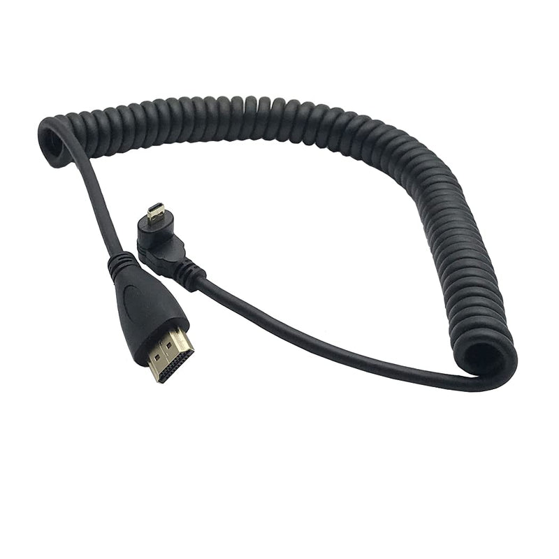 Seadream 4k Coiled Micro HDMI Cable;Down Angled Coiled Micro HDMI to Full HDMI Male to Male Cable - Stretched Length 50cm to 1.8m - Supports Ethernet, 3D 4K 1080P(Down Angled) 1.8M Down Angled