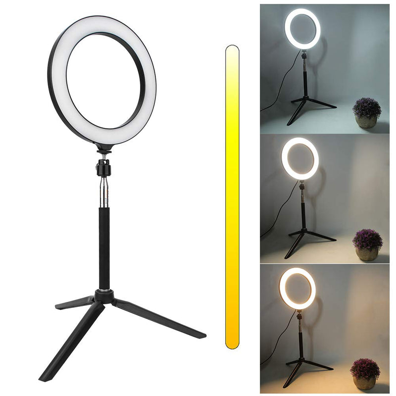 Vbestlife Selfie Ring Light with Tripod Phone Holder, 20cm/ 8in LED Camera Light Ring Support USB,3200K-5500K Dimmable 3 Colors 10 Brightness for YouTube Video Makeup