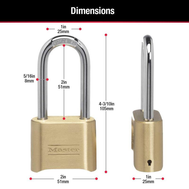 Master Lock 175DLH Set Your Own Combination Padlock 2-1/4 in. Shackle Brass Finish 1