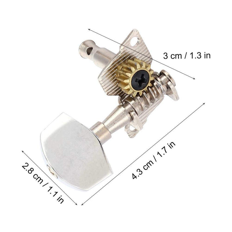 Bnineteenteam 2L2R Ukulele Tuning Peg,Silver Classical Style Machine Head Ukulele DIY Parts with Mounting Screws