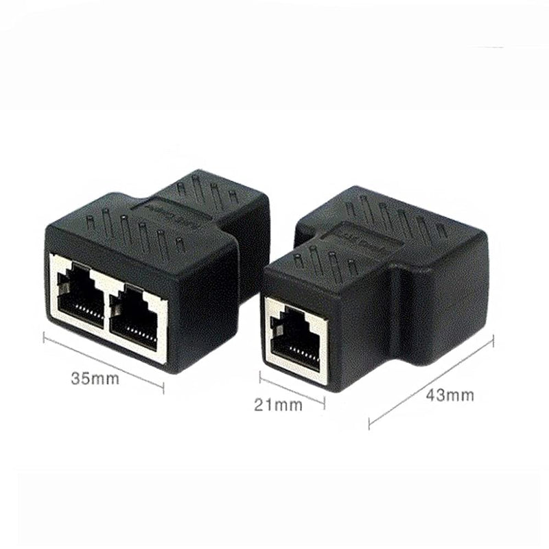 Aoiutrn RJ45 Splitter Adapter, USB 1 to 2 Network Connector Dual LAN Ethernet Socket 8P8C Extender Plug  Cable for Cat5, Cat5e, Cat6, Cat7