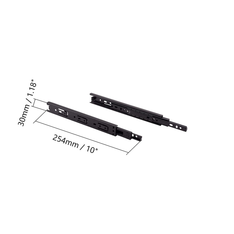 Juvielich 3 Fold Full Extension Ball Bearing Slide 10"x1.18" Undermount Drawer Slides Sliding Drawer Fittings for Furniture Drawers Black 1Pair