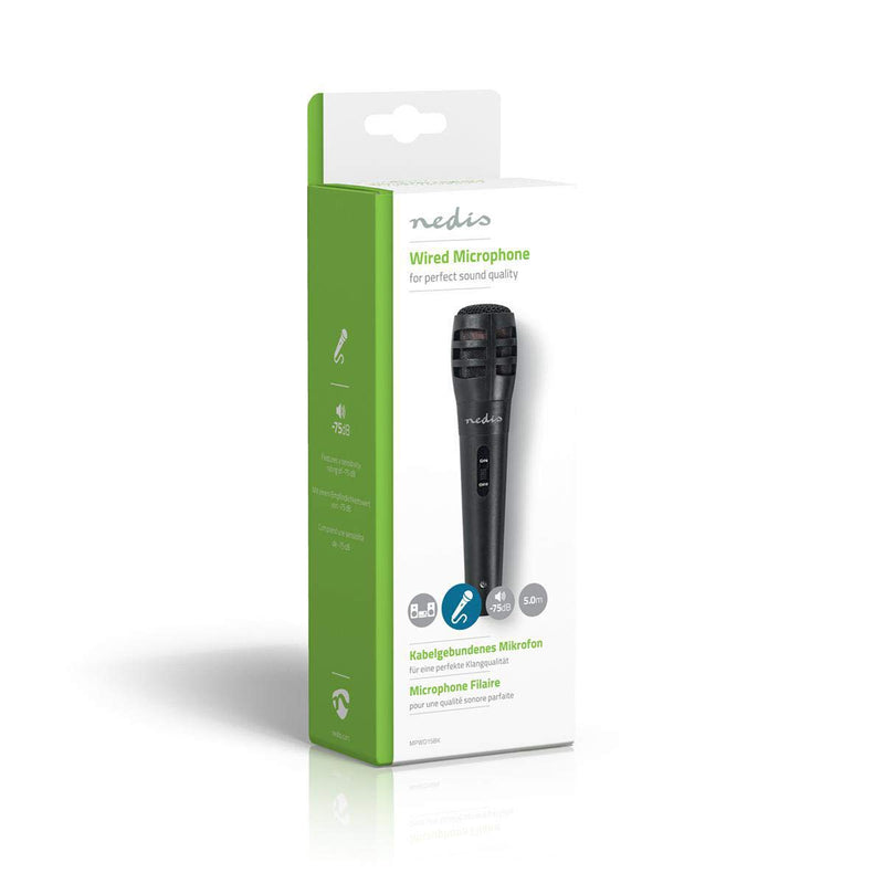 Nedis Uni-Directional Dynamic Microphone, sensitivity 72dB +/- 3dB, 80Hz-12kHz, Wired 5m