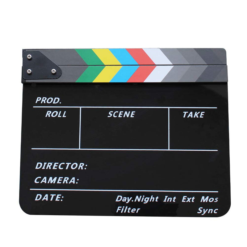 Coolbuy112 Movie Directors Clapboard, Photography Studio Video TV Acrylic Clapper Board Dry Erase Film Slate Cut Action Scene Clapper with a Magnetic Blackboard Eraser and Two Custom Pens, Black