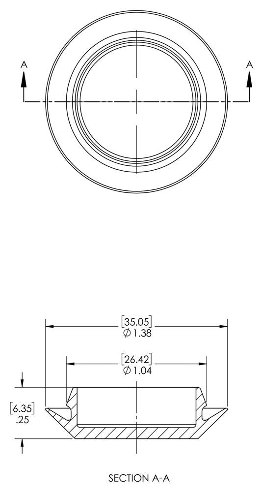 Caplugs ZSI413Q1 Plastic Button Plug with Flush Type Heads. BPF-SI-413, PE-LD, Hole Size 1.00" Metal Thickness .03-.08", Black (Pack of 100)