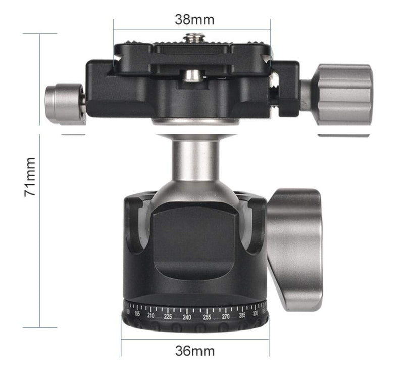 koolehaoda Mini Panoramic Tripod Ball Head, 360 Degree Rotating Panorama Ballhead with Arca Plate 1/4 to 3/8 Srew Adapter for Tripods Monopod Slider DSLR Camera Camcorder.(D25R)