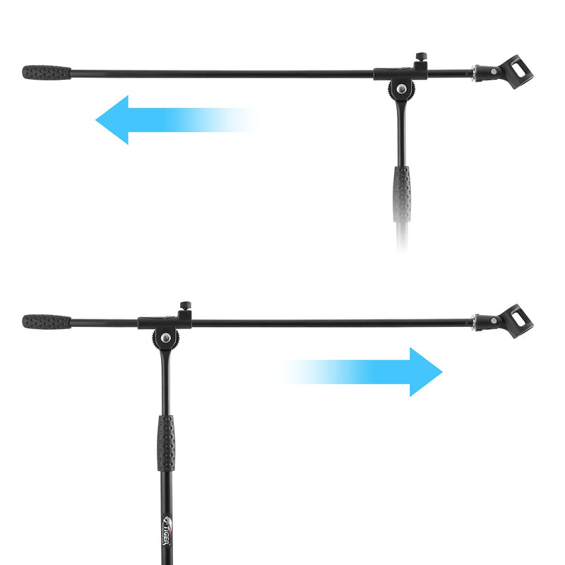 Tiger MCA68-BK Microphone Boom Stand, Mic Stand with Free Mic Clip - Black Standard