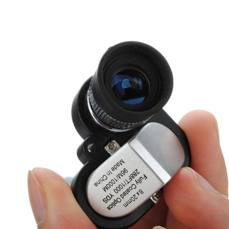8X 20MM Mini Portable Monocular Telescope Adjustable Pocket Telescope for Outdoor Sports Hiking Bird Watching