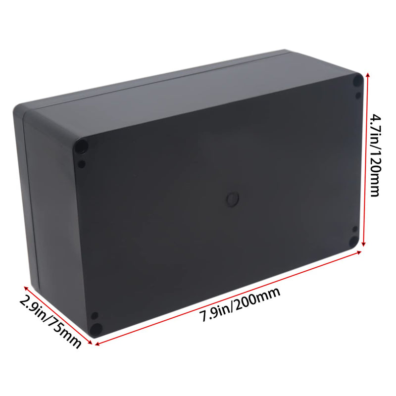 YETLEBOX Watertight Junction Box, IP67 Waterproof Project Box Durable ABS Plastic Electronic Enclosure Case for DIY Electrical Project Black 7.87" x 4.72" x 2.95"(200 x 120 x 75 mm) 7.87" x 4.72" x 2.95"