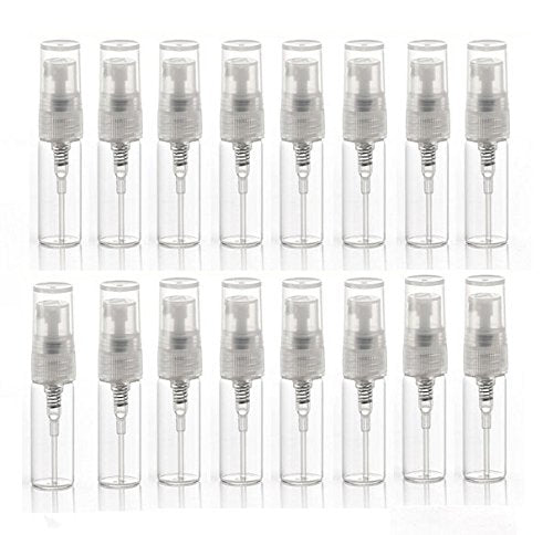 Elfenstal- 25pcs Mini Clear 3ml Fine Mist Atomizer Glass Bottle Spray Refillable Perfume Empty Bottle Glass Clean Cloth for Travel Party Portable Makeup Tool