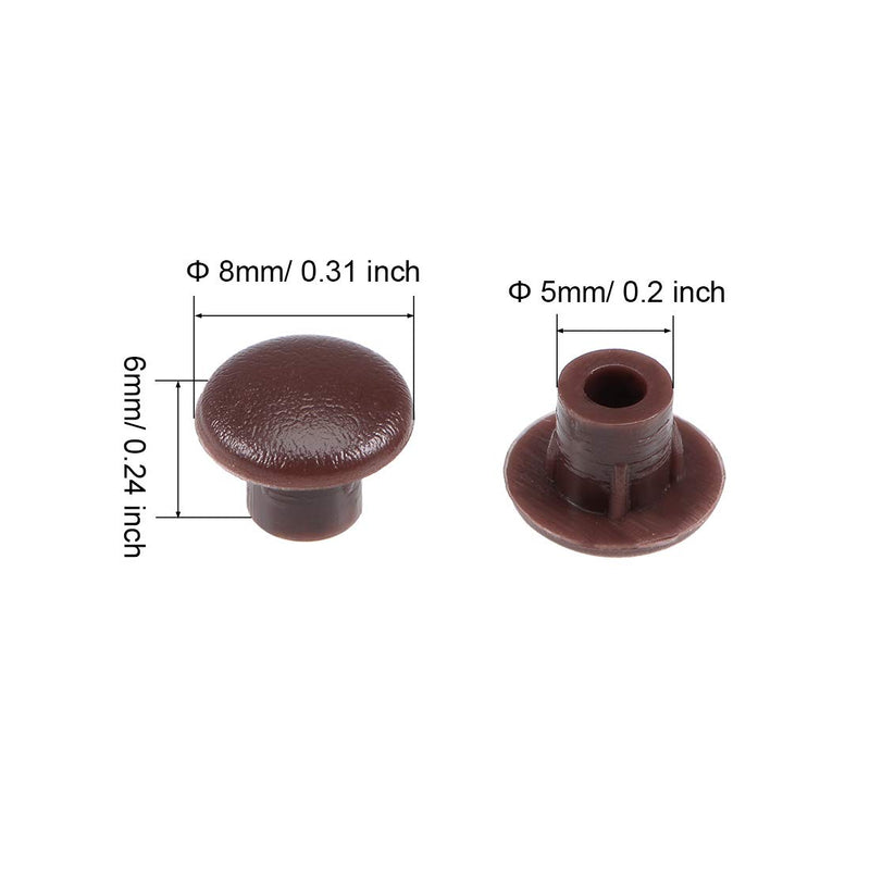 uxcell Shelf Peg Hole Plugs 5mm Dia Dark Brown Plastic Tube Cover for Nail Cabinet Button Bracket Cupboard Bookshelf Bookcase Adjustable Shelf Closet 100Pcs