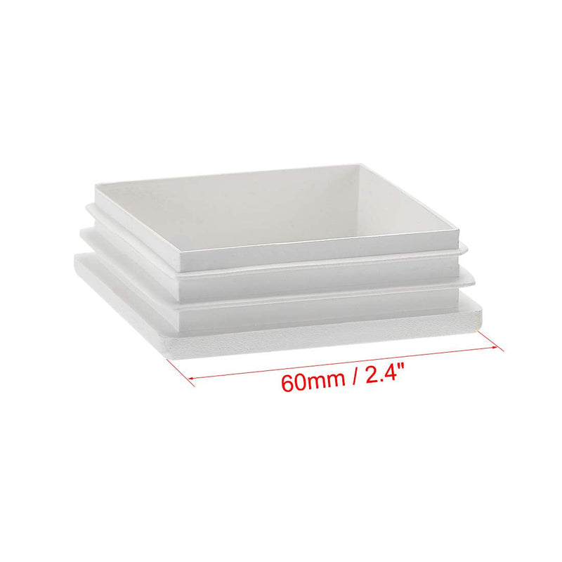 uxcell 8Pcs 60mmx60mm(2.4inch) Plastic Tubing Plug Square Post End Caps for Handrail Stair Newel Guardrail Tube White