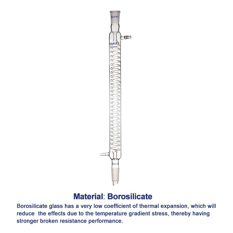 Labasics Borosilicate Glass Graham Condenser with 24/40 Joint 400mm Jacket Length Lab Glass Condenser 400 mm