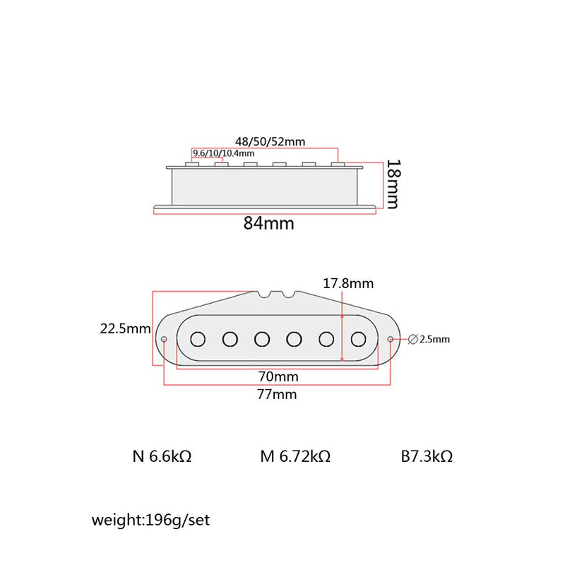 Alnicov Single Coil Pickups SSS Alnico 5 Neck/Middle/Bridge Pickups for ST Electric Guitar 3PCS/Set Cream White