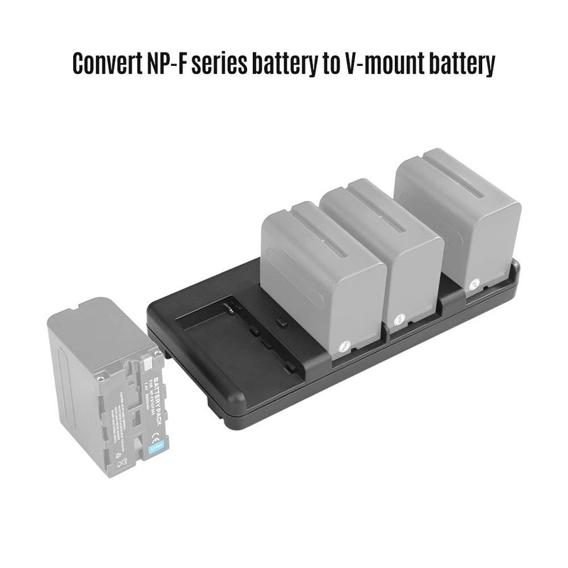 NiceFoto NP-04 NP-F Battery to V-Mount Battery Converter Adapter Plate 4-Slot Compatible with Sony NP-F970/F750/F550 Battery for LED Video Light