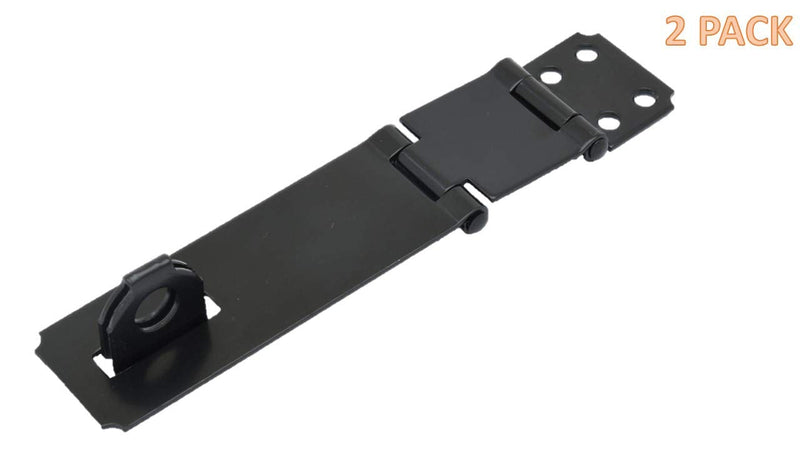 QCAA Double Hinge HASP and Fixed Staple, 4-1/2", Steel, Black, 2 Pack, Made in Taiwan Black-Double Hinge Hasp(4-1/2")