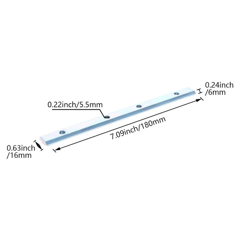 MroMax 30 Series Linear Connector 7.09" x 0.63" x 0.24" (L x W x T) Carbon Steel Galvanized Silver Straight Piece Connection Part 5PCS