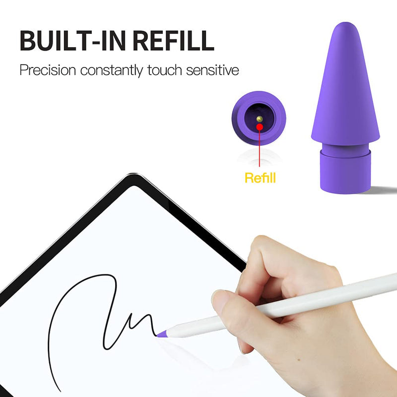 AWINNER Pen Tip Compatible with Apple Pencil Tips 1st & 2nd Generation Color Nib (Red/Yellow/Purple) Red/Yellow/Purple