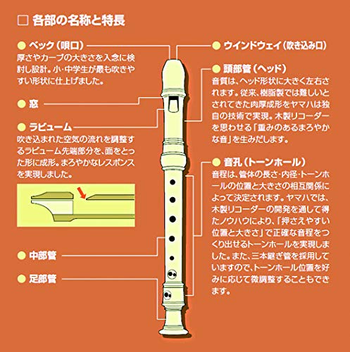 YAMAHA Recorder, Soprano, German Fingering, Ecodear