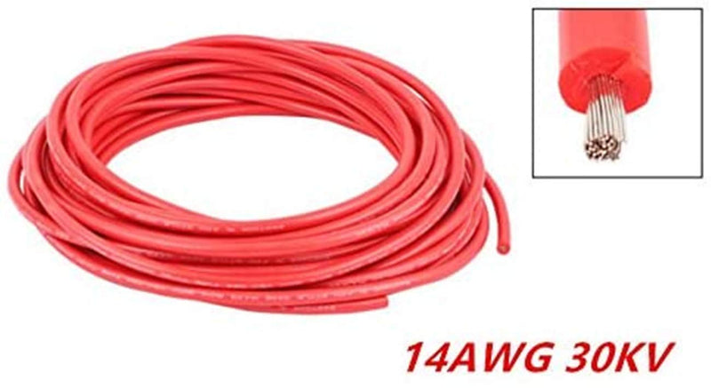 XJS Electric Copper Core Flexible Silicone Wire Cable Red (14AWG 30KV) (2M)