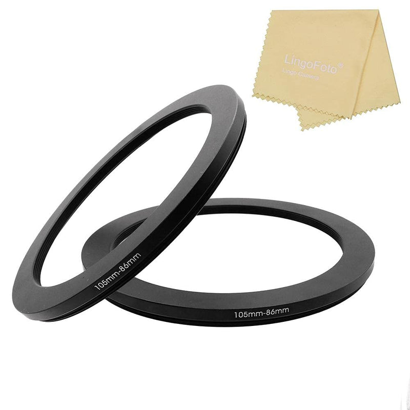 105-86mm Metal Step-Down Adapter Ring, 105mm Lens to 86mm Filter Size Accessories Lens Filter Adapter Ring, 2 Pieces LingoFoto 105-86mm