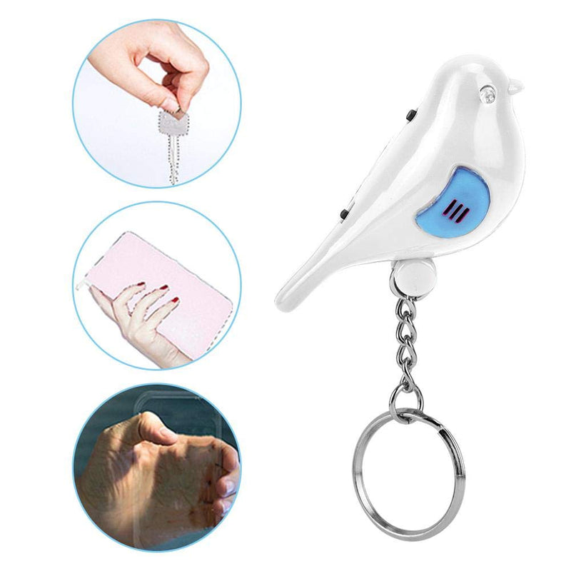 Whistle Key Finder Voice Control Bird Shape Keychain Mini Key Anti-Lost Tracer Finder with LED Light Suitable for Key Wallet Cellphone(White) White