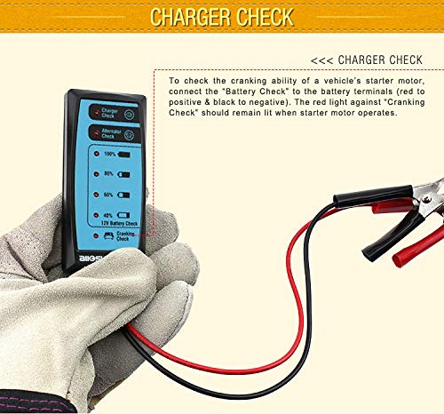allsun Auto Car Mini Battery Tester GK503 Portable Vehicle Battery Tester Charger Alternator Cranking Check 12V Power Supply Check Automotive Storage Ideal Tool