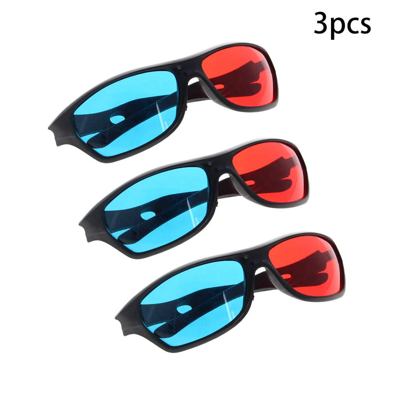 Heyiarbeit 3 Pairs Red-Blue 3D Glasses 3D Movie Game Glasses Plastic Frame 3D Anaglyph Glasses Upgrade Style for All 3D Printing Movies Games Light