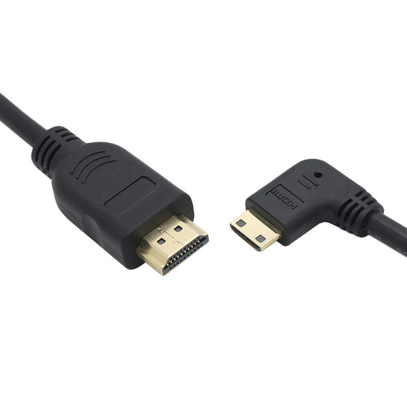 1.6ft Mini HDMI to HDMI Cable Left-Angled 90 Degree HDMI A Revolution C Cable High-Speed Gold Plated Supports Cameras, Mini HDMI Right Angle Male to HDMI Male (0.5m, Left Angle) 0.5m