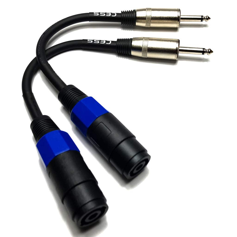 CESS-005 Speakon Female Connector To 1/4" Male TS Speaker Cable - Speak-on Jack To 1/4 TS Plug - 2 Pack