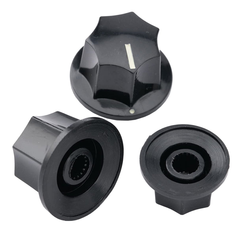 Musiclily Pro Metric Size 18 Splines Jazz Bass Knobs for Asia Import Bass Split Shaft Pots, Black(Set of 3)