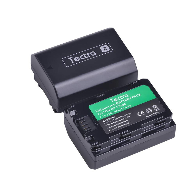 Tectra 2280mAh NP-FZ100 Replacement Battery with Battery Storage Case for Sony a6600, Alpha 9, A9, Alpha 9R, A9R, Alpha 9S, A7RIII, A7R3, A7 III Digital Camera