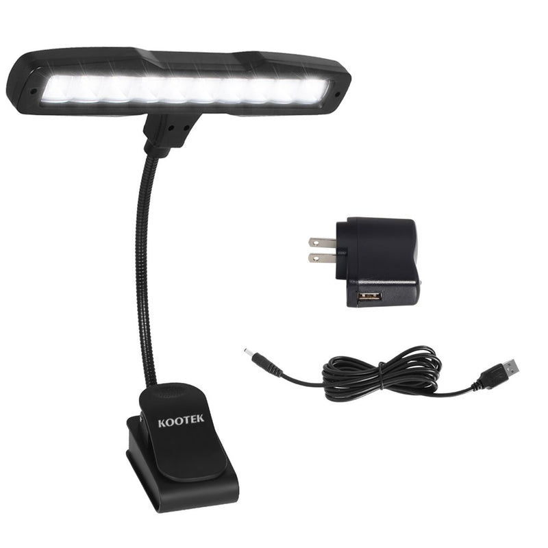 Kootek Music Stand Light, Clip On Piano Lights 10 LED Adjustable Neck Rechargeable USB Orchestra Light Book Lamp