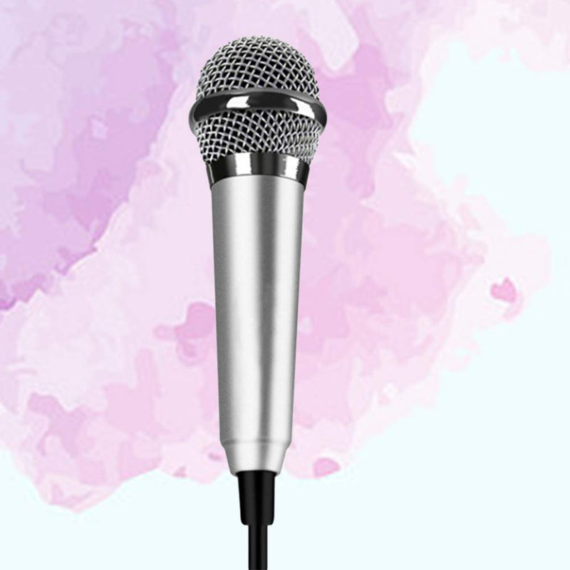 SUPVOX Mini Condenser Microphone for Phone, Computer, Karaoke, Silver
